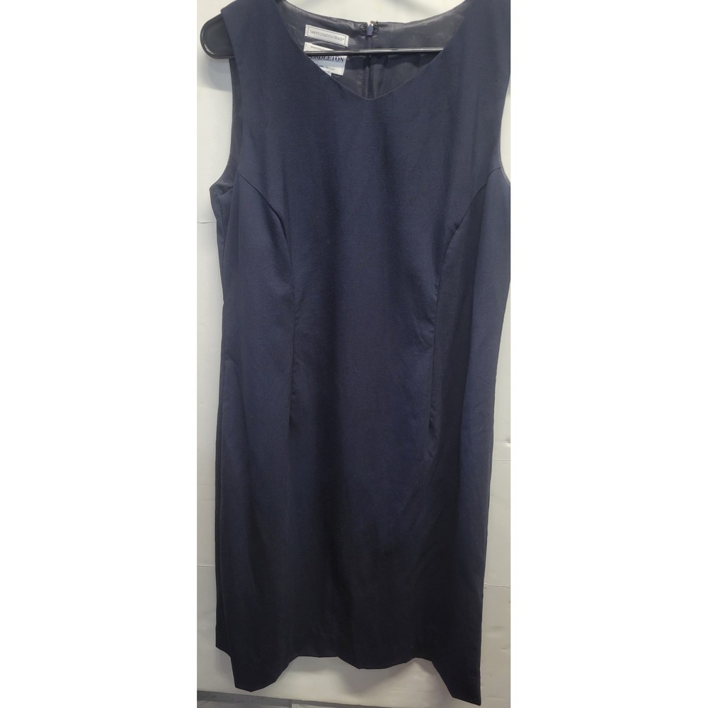 Pendleton Navy Blue Savvy Stretch Virgin Wool Sleeveless Sheath Dress Size 16‎